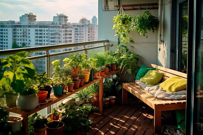 thiết kế tiểu cảnh ban công chi phí thấp 2
